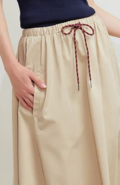 Freemarket Solid Drawstring Midi Skirt In Neutral