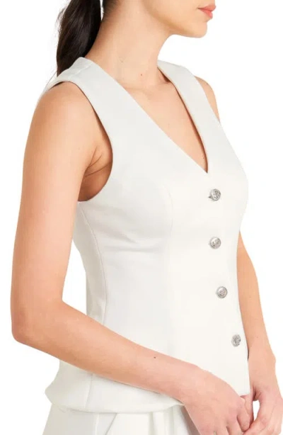 Freemarket Button Front Stretch Vest In Neutral
