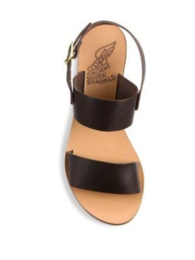 Shop Ancient Greek Sandals Lefki Leather Block Heel Slingback Sandals In Dark Brown