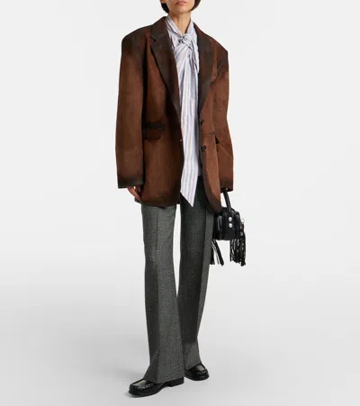 Acne Studios Suede Blazer In Brown