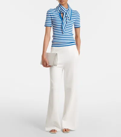 Max Mara Striped-pattern Bow-detail T-shirt In Blue