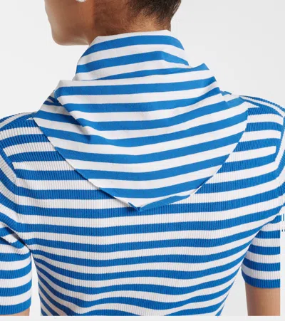 Max Mara Striped-pattern Bow-detail T-shirt In Blue