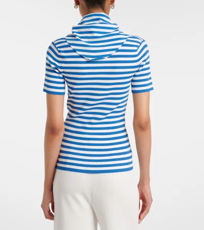 Max Mara Striped-pattern Bow-detail T-shirt In Blue