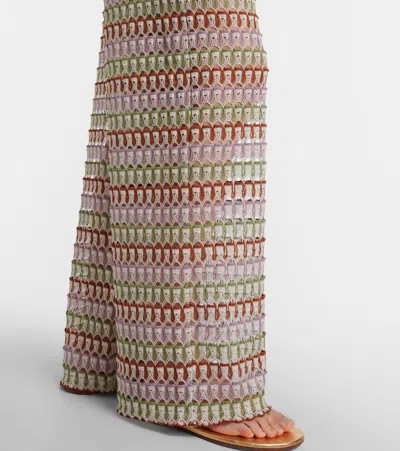 Veronica Beard Womens Deep Ochre Dove Multi Fatima Wide-leg Crochet-knit Trousers