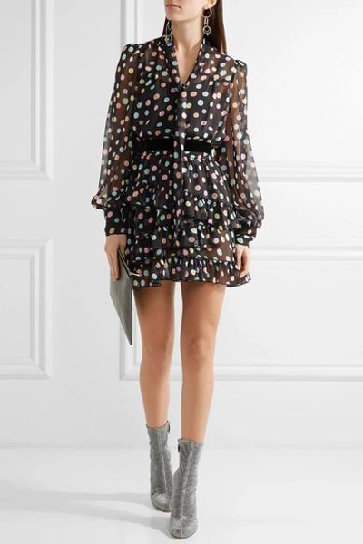 Shop Marc Jacobs Belted Polka-dot Chiffon Mini Dress