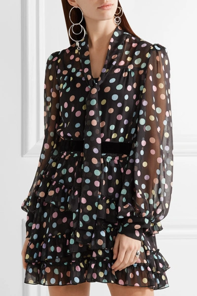 Shop Marc Jacobs Belted Polka-dot Chiffon Mini Dress