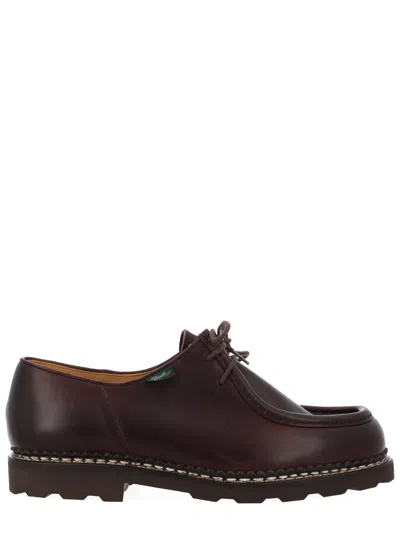 Paraboot Michael Smooth Leather Derbies In Brown
