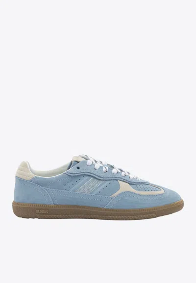Alohas Light Blue Suede Sneakers With Cream Accents And Contrast Details