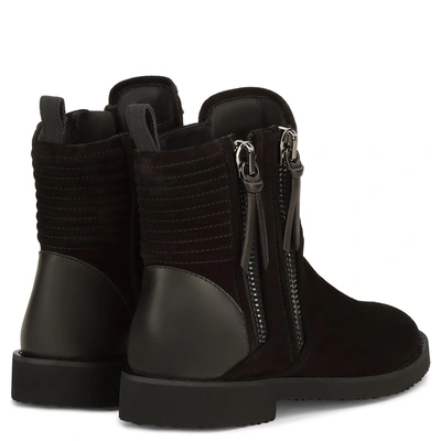 Shop Giuseppe Zanotti - Giuseppe For Zayn' Black Suede Boot With Zips Zigi