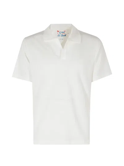 Mc2 Saint Barth Charles Open-collar T-shirt In White