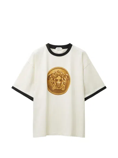 Versace Printed Cotton-jersey Regular T-shirt In White