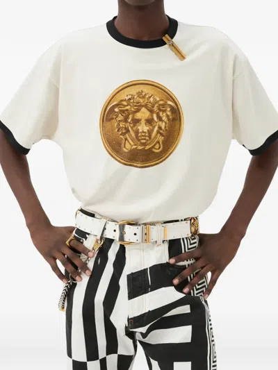 Versace Printed Cotton-jersey Regular T-shirt In White