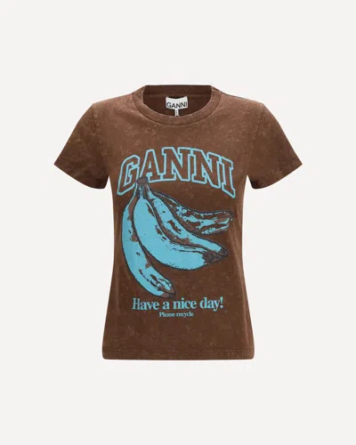 Ganni Future Jersey Baby Fit Banana In Brown