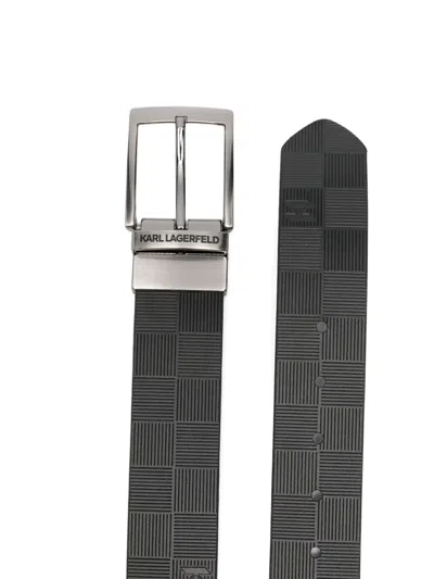 Karl Lagerfeld Check-patterned Belt In Black