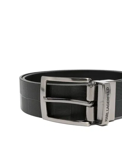 Karl Lagerfeld Check-patterned Belt In Black