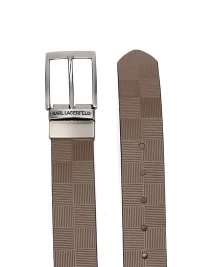 Karl Lagerfeld Check-pattern Belt In Gray