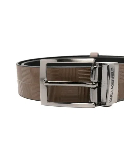 Karl Lagerfeld Check-pattern Belt In Gray