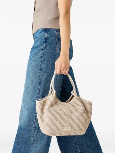 Frau Mini Herringbone-pattern Raffia Tote Bag In Neutral