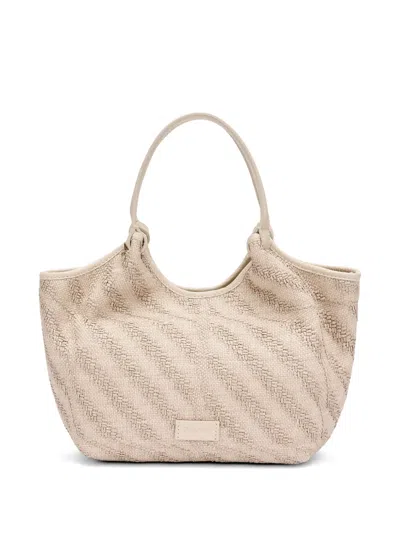 Frau Mini Herringbone-pattern Raffia Tote Bag In Neutral