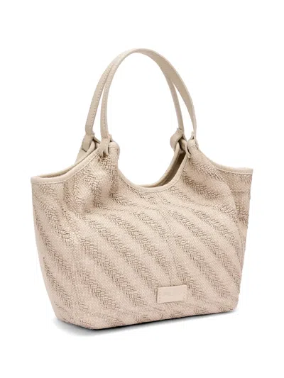 Frau Mini Herringbone-pattern Raffia Tote Bag In Neutral