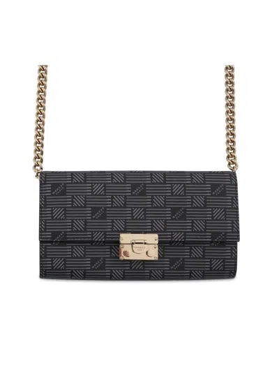 Moreau Patterned Chain-strap Clutch Bag In Blue