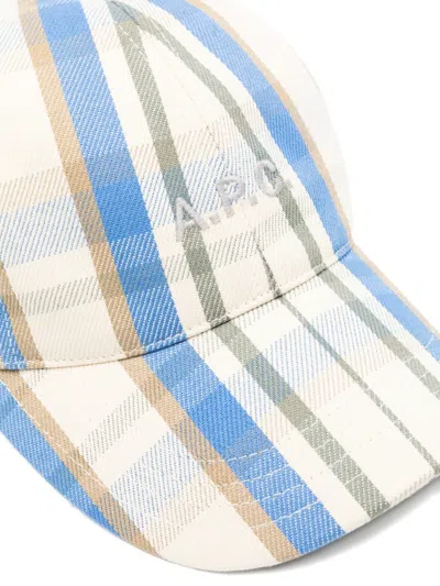 A.p.c. Check-pattern Logo-embroidered Baseball Cap In White