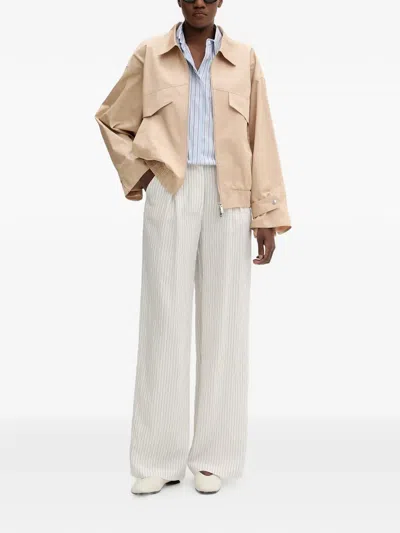 Isabelle Blanche Open-back Elasticated-waist Jacket In Brown