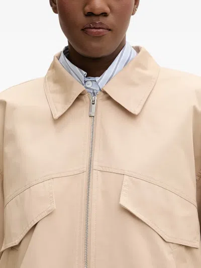 Isabelle Blanche Open-back Elasticated-waist Jacket In Brown