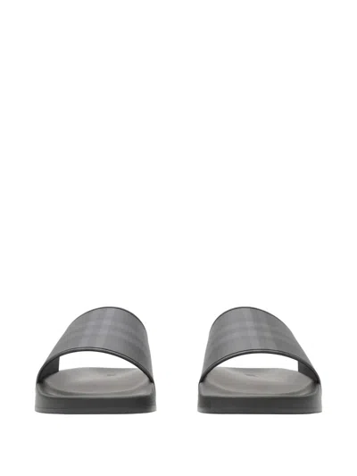 Burberry Check Slides In Black