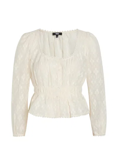 Paige Jay Embroidered Cotton And Silk-blend Blouse In White