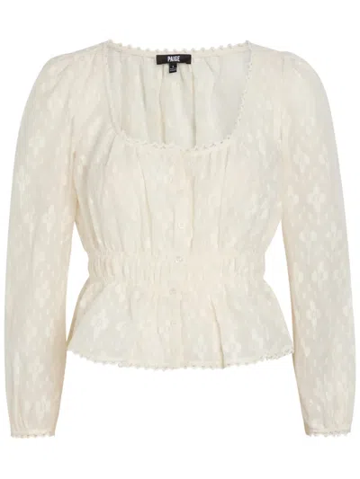 Paige Jay Embroidered Cotton And Silk-blend Blouse In White