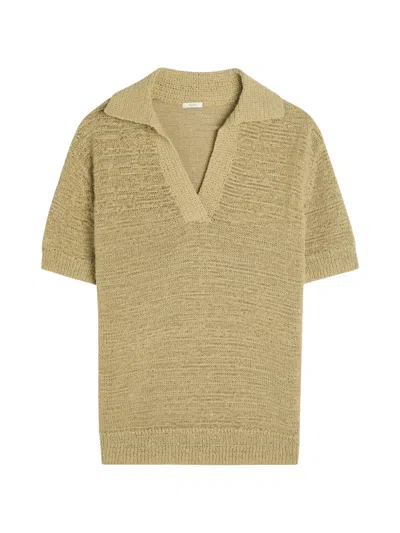 Joseph Rian Knit Cotton-blend Polo Top In Green