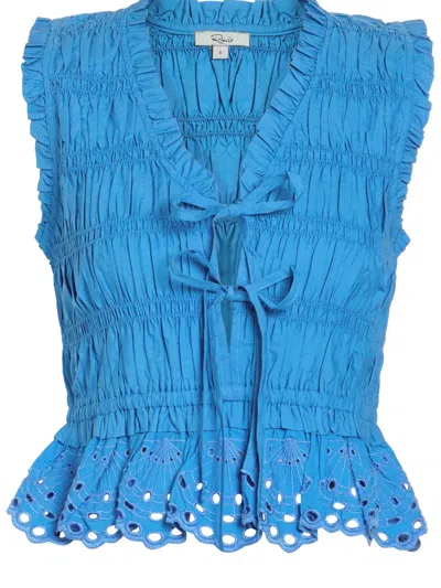 Rails Shirred Broderie-anglaise Top In Blue