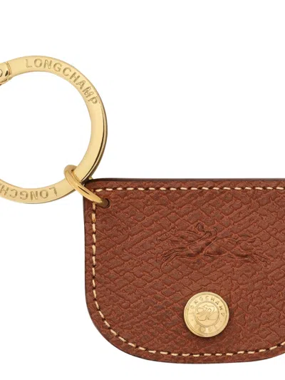 Longchamp Debossed-logo Keyring In Brown