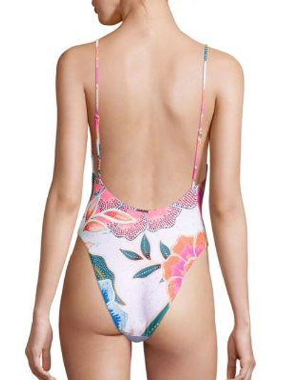 Shop Mara Hoffman Arcadia One-piece High Leg Swimsuit In Arcadia Coral