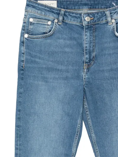 Gant Cropped Slim-fit Jeans In Blue