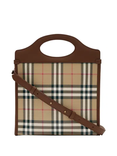 Burberry Coated Canvas Mini Pocket Handbag 24cm X 29cm In Brown