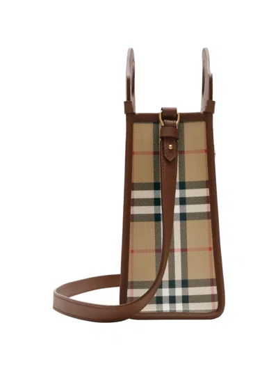 Burberry Coated Canvas Mini Pocket Handbag 24cm X 29cm In Brown