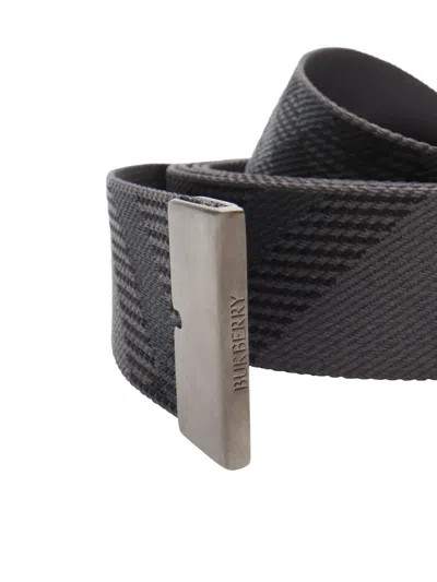 Burberry Check Webbing Belt In Red