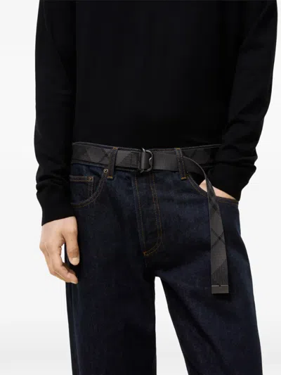 Burberry Check Webbing Belt In Red