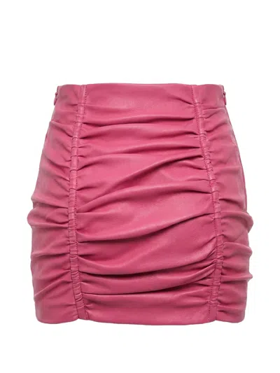 Dsquared2 Draped Leather Skirt In Pink