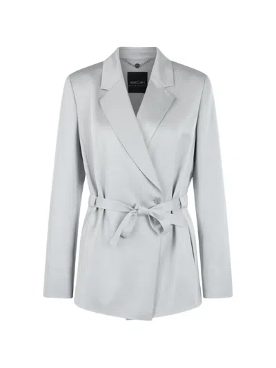 Marccain Belted Wrap-around Blazer In Gray