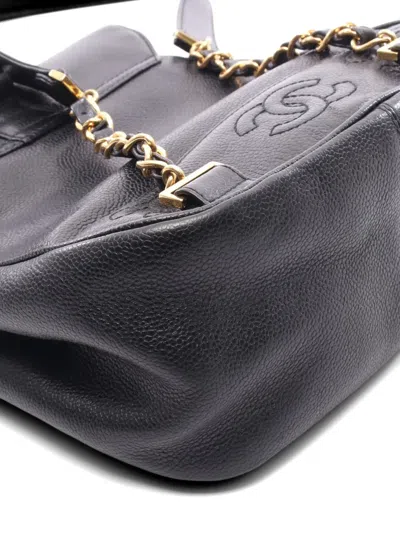Pre-owned Chanel 1996-1997 Triple Coco Backpack In Black