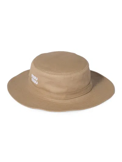 Miu Miu Drill Hat In Brown