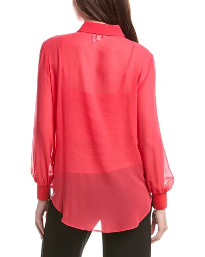 Dkny Button Down Chiffon Top In Red