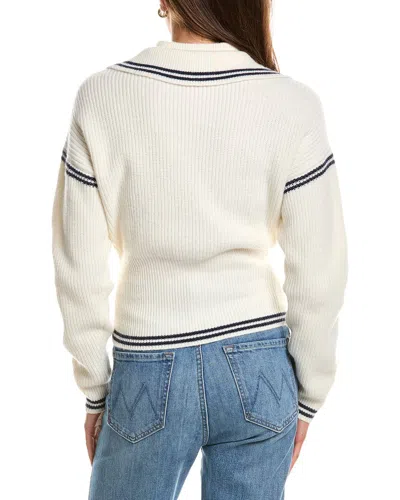 Rowing Blazers Double Collar 1/4-zip Wool-blend Pullover In White
