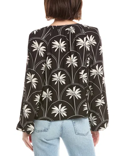 Nvlt Split Neck Challis Top In Black
