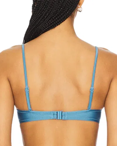 Solid & Striped Solene Pleated Underwire Bikini Top In Blue