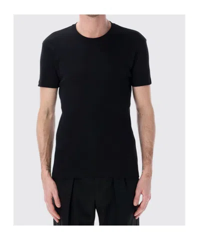Tom Ford Black Crewneck T-shirt With Logo Embroidery On The Front In Cotton Blend Man In Black