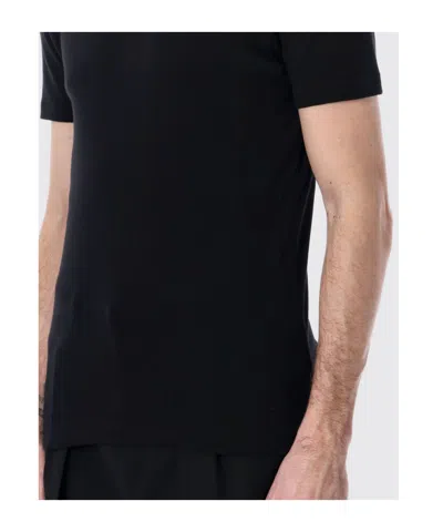 Tom Ford Black Crewneck T-shirt With Logo Embroidery On The Front In Cotton Blend Man In Black